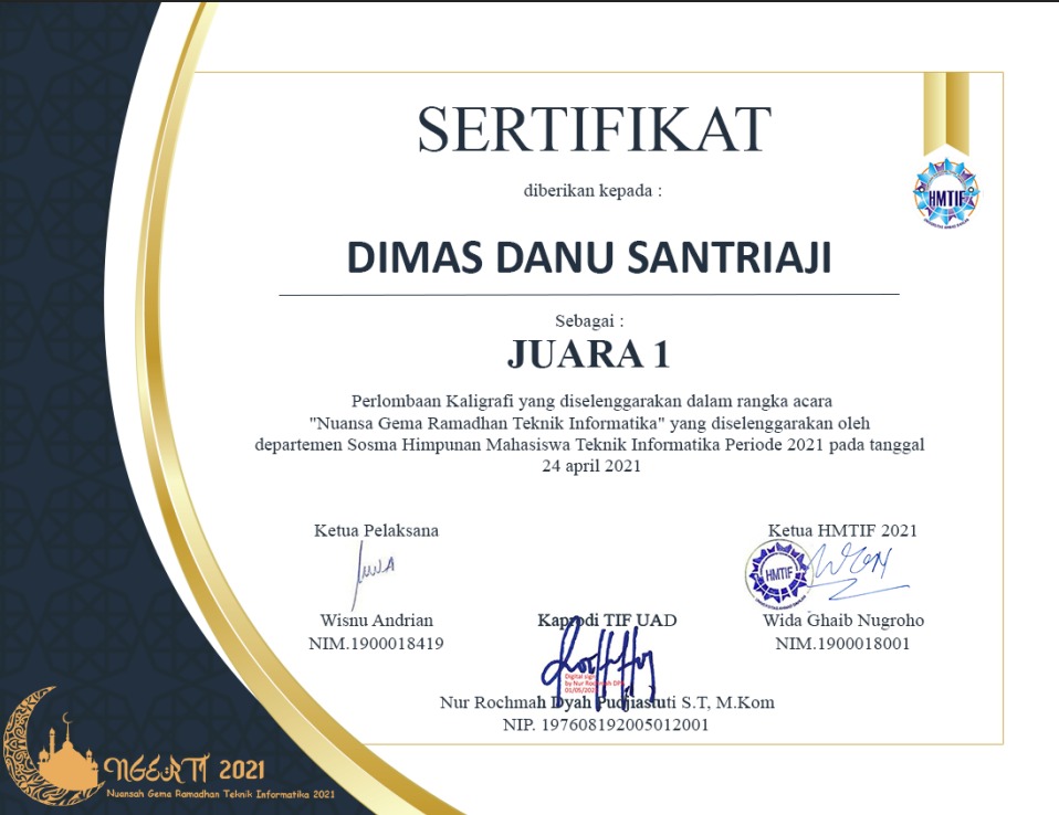Juara 1 Kaligrafi